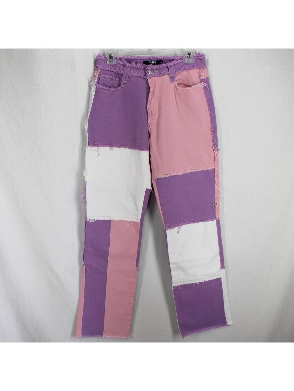 Cute colorful Pastel Patchwork Denim Boyfriend Jeans
